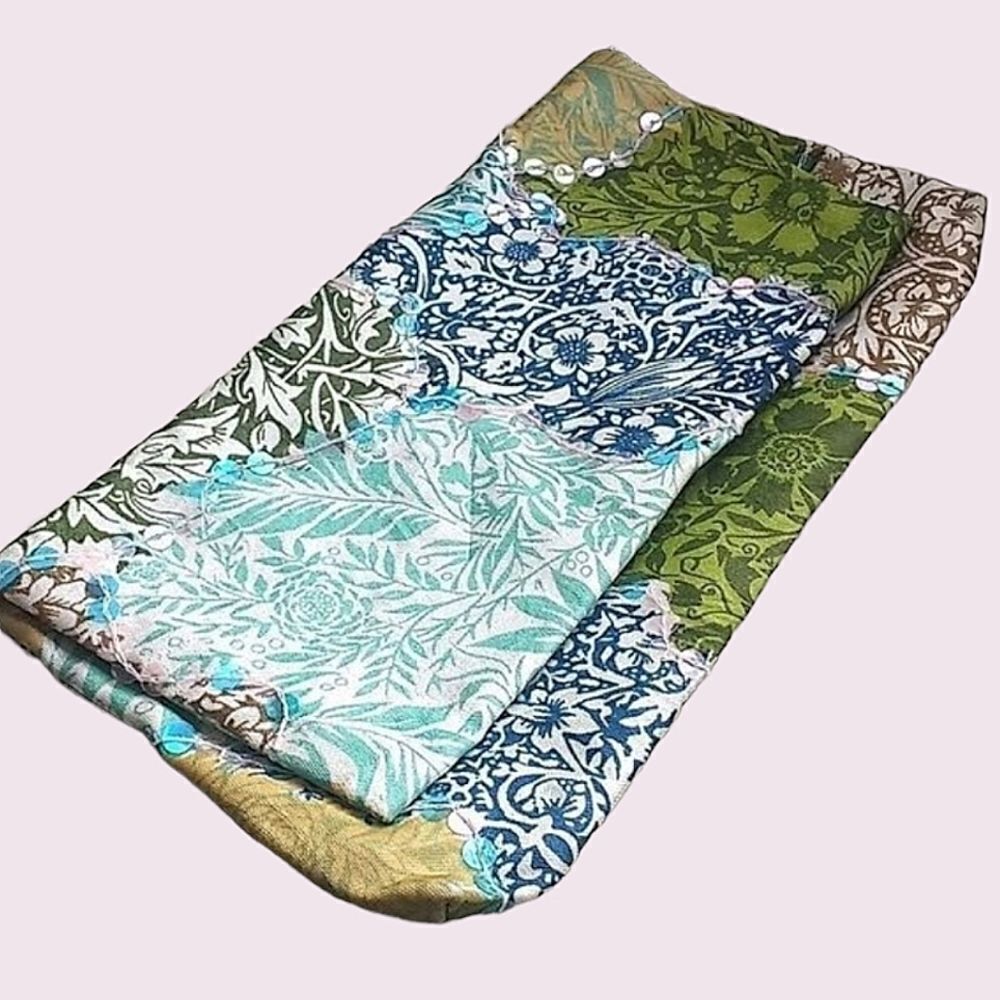 Multi-Patterned Fabricsequined Wristlet Purse - image 1